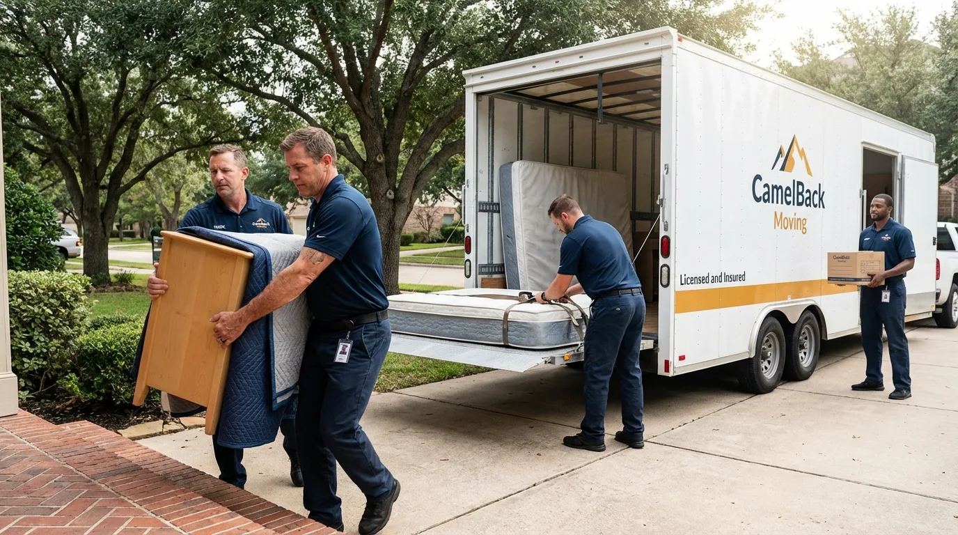 Crew loading residential truck for cross-state move from Lake City, MI